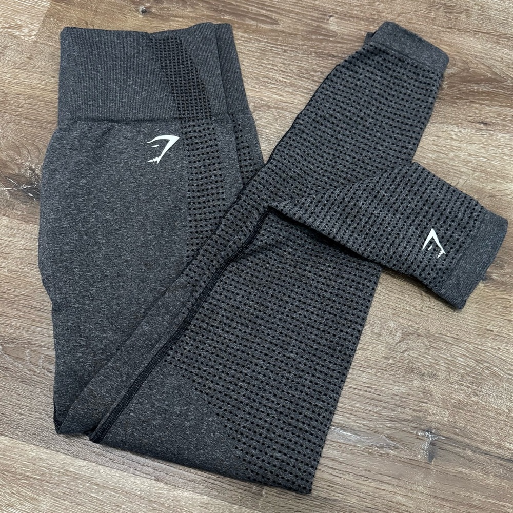 Gymshark Gray Ribbed Leggings High Waist Stretch